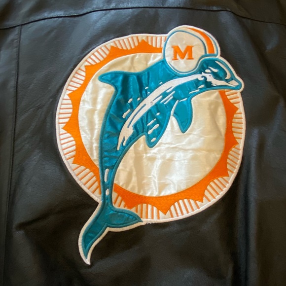 ***SOLD*** Vintage Miami Dolphins Leather Jacket Size Large - Picture 12 of 16